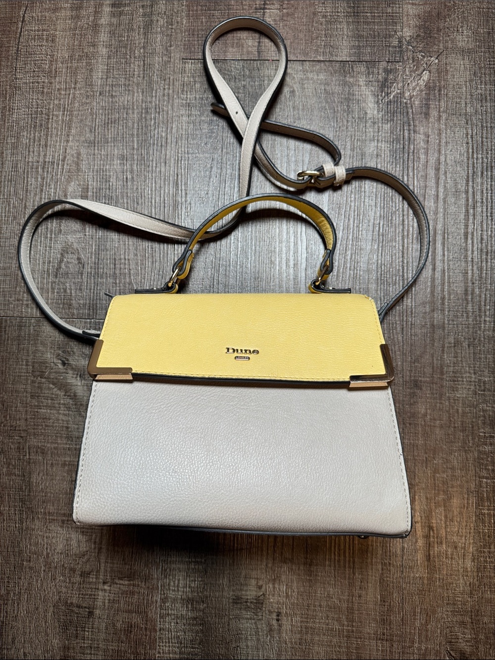 Dune Two-Tone Yellow & Cream Top Handle Crossbody